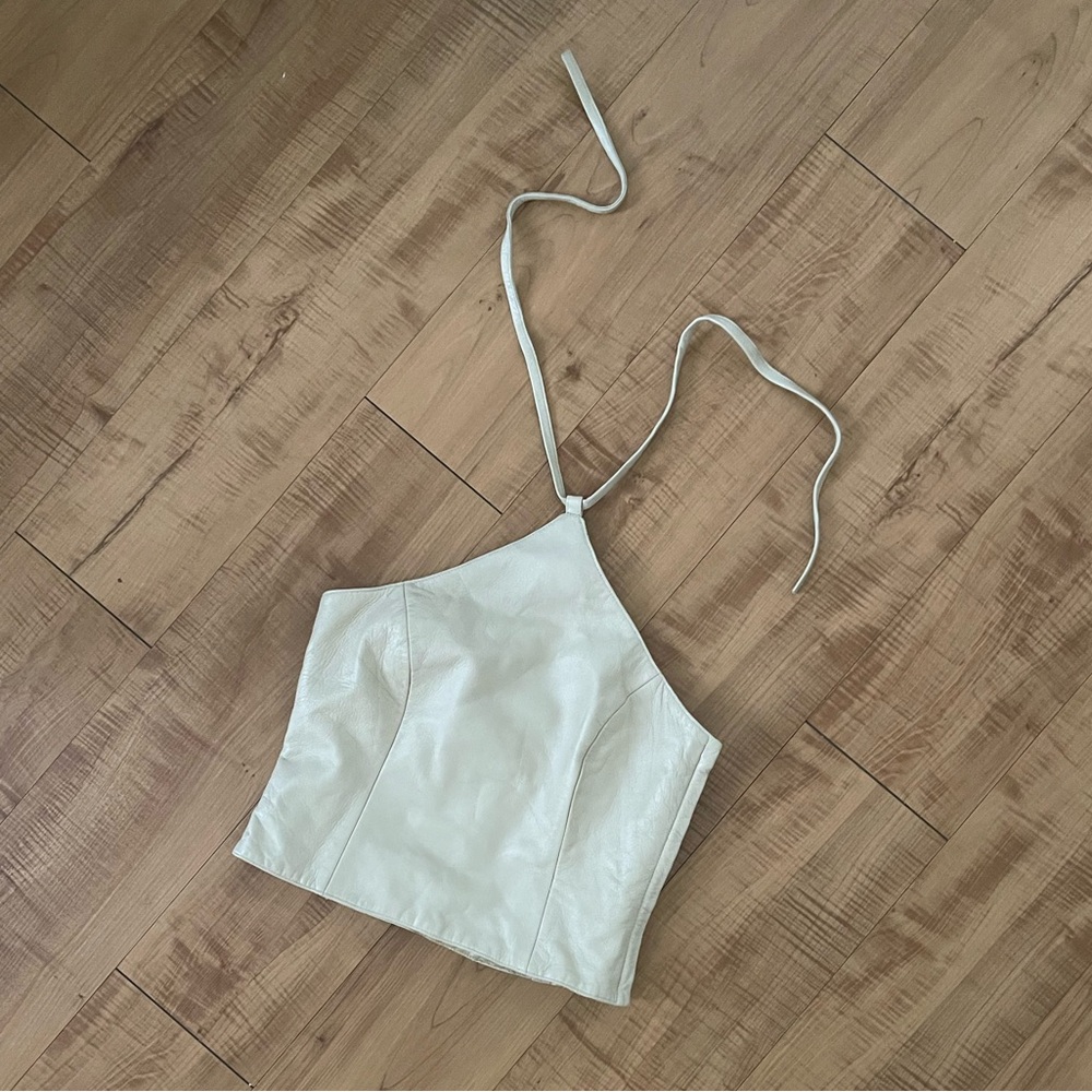 Vintage Leather Beige Halter Top BN